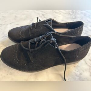 Women’s PRIMARK Black Faux Suede Lace Up Oxfords Shoes Flats Size UK 3 US 5